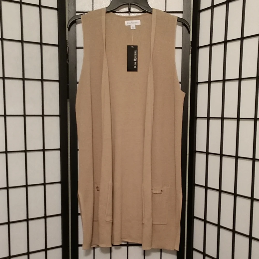 New Kim Rogers Tan Sweater Vest sz Small - Picture 4 of 5